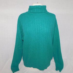 VTG EATON Womens M Green Lambswool angora Turtleneck Oversize knit Sweater